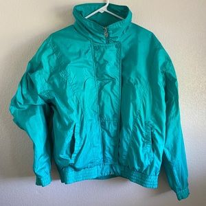 Teal Windbreaker Jacket - Vintage w/ Zipper +Snaps
